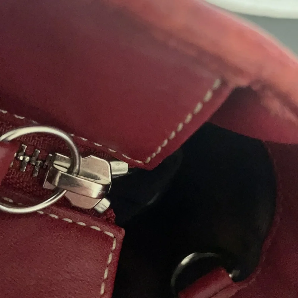 Coach Burgundy Bucket Shoulder Purse Pocketbook Bag Double Handle - Picture 9 of 15